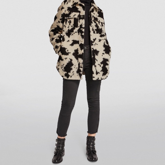 AllSaints - Brushed Wool Blend Jessa Jacket - Womens US Size 10 - Cow/Camo Print - Picture 2 of 12
